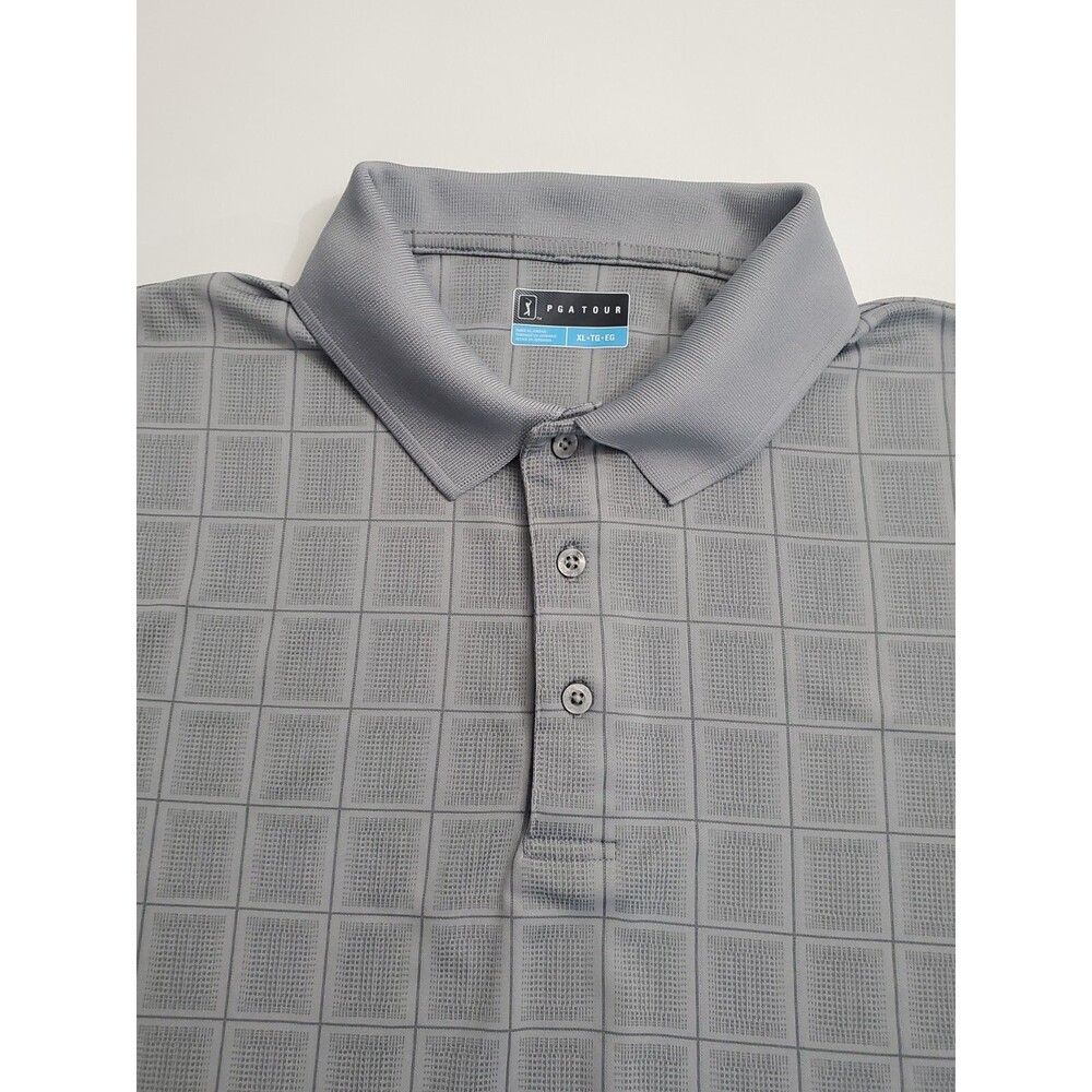 PGA Tour Men's Short Sleeve Golf‎ Polo, Grey, XL